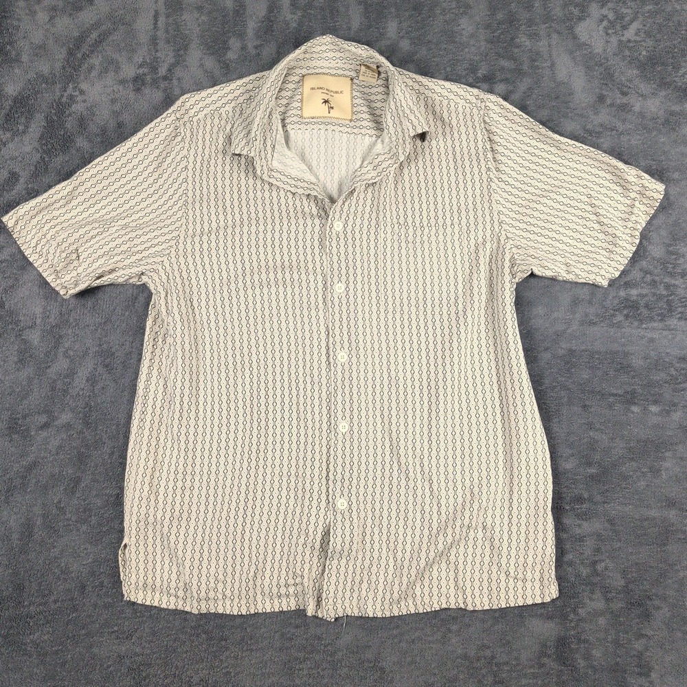 Island Republic Vintage Silk Men's XL Button Down Relaxed Fit Shirt Short Sleeve